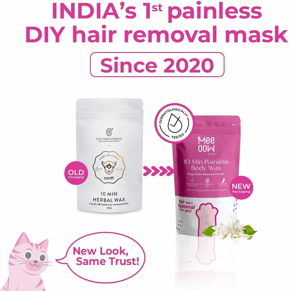 Buy One Get One Free Mee Oow Club 10 Min Painless Body Wax - Orange Hair Removal Powder Mask | Natural Dermatologically Tested