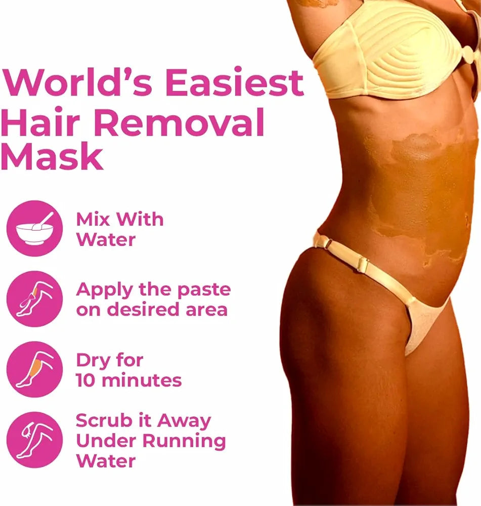 Buy One Get One Free Mee Oow Club 10 Min Painless Body Wax - Orange Hair Removal Powder Mask | Natural Dermatologically Tested
